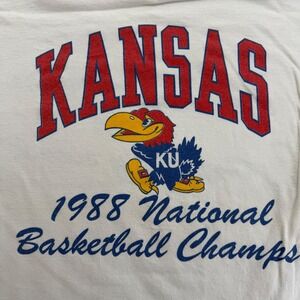 Vintage Kansas Jayhawks 1988 National Basketball Champs Shirt White Mens Medium